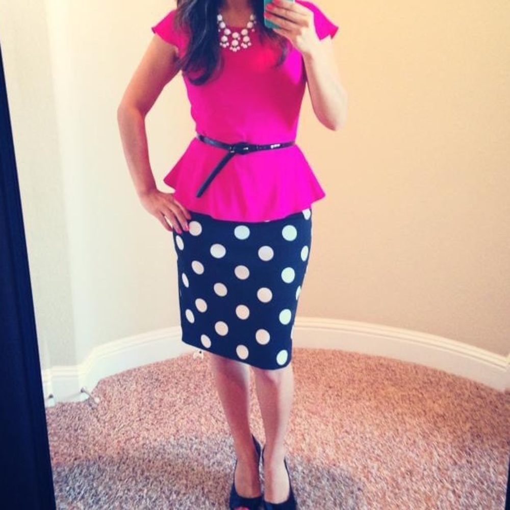 Polka dot pencil skirts size 2
